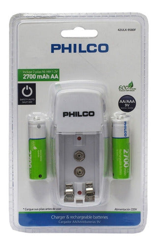 Cargador De Pilas Aa/aaa Y Baterias 9v Philco + 2 Pilas Aa