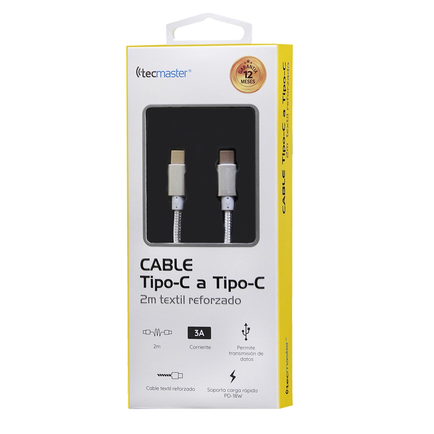 Cable Tipo C A Tipo C 2MTS Reforzado TM-200521-SL Silver