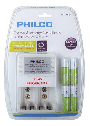 Cargador Philco C/4 Pilas Aa/aaa/9v 2700 Mah Pre-cargadas