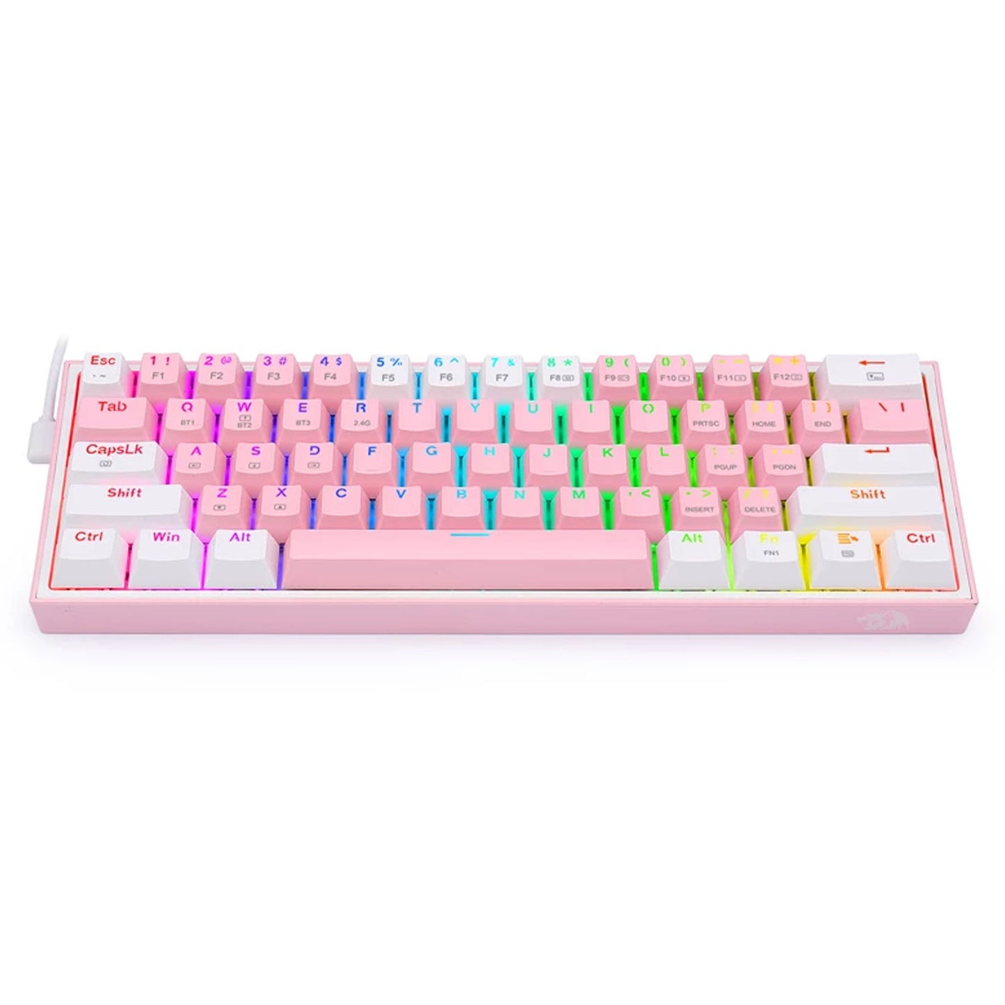 Teclado Redragon Fizz Pro 60% RGB Pink/White - Crazygames