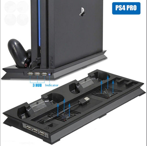 Base Enfriadora Con Cargador De Controles Para Ps4 Pro