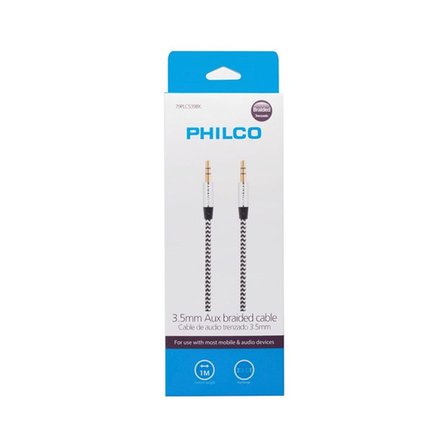 Cable Auxiliar Philco Trenzado 3.5mm 1 Metro - Crazygames