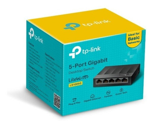 Switch 5 Puertos De Red Gigabit Ls1005g Tp-link Negro