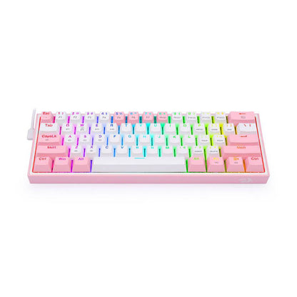 Teclado Redragon Fizz Pro 60% RGB White/Pink - Crazygames