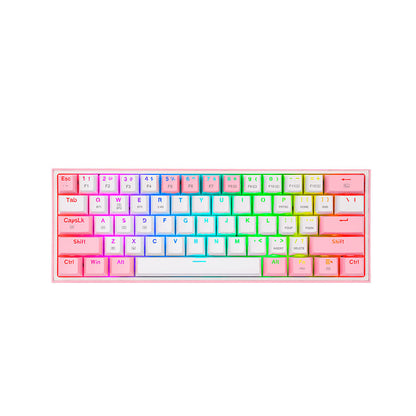 Teclado Redragon Fizz Pro 60% RGB White/Pink - Crazygames