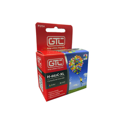 Cartucho De Impresora 667 XL Color GTC Compatible HP 21ml