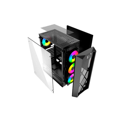 Gabinete Gamer Morpheus JX188-17 Black Incluye 4 Fan RGB