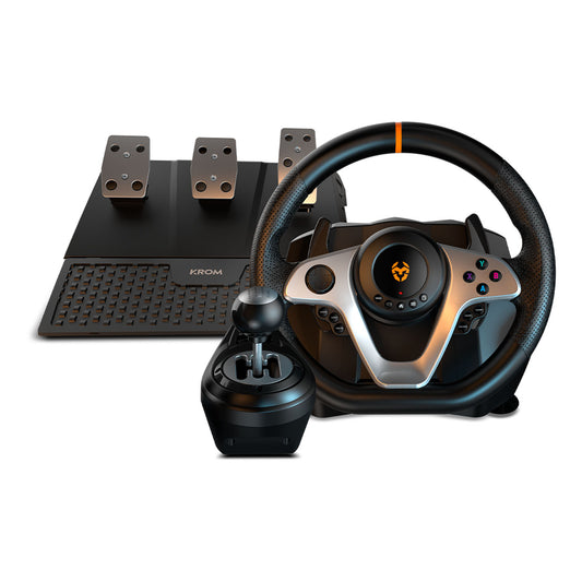 Kit Volante y Pedales Gamer Krom K-wheel Pro Multiplatafoma