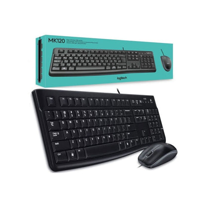 Kit De Mouse Y Teclado Alambrico Logitech MK120 Black